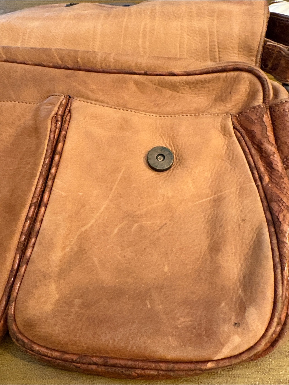 Bally Distressed Leather Crossbody in Tan - Picture 3 of 12